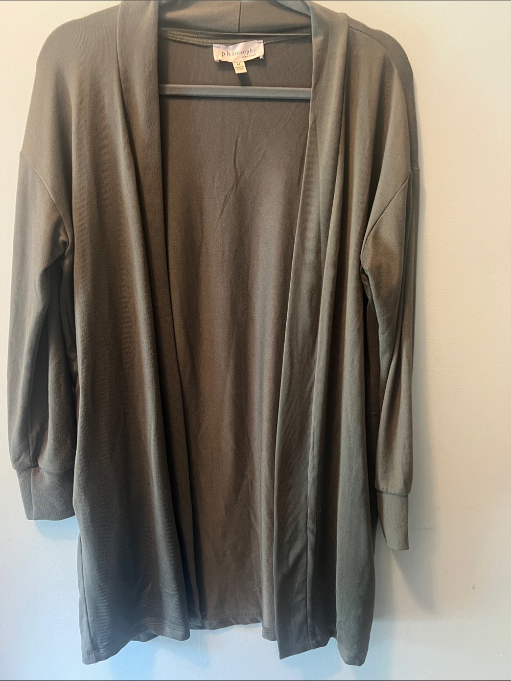 Philosophy Olive Green Open-Front Women's Cardigan